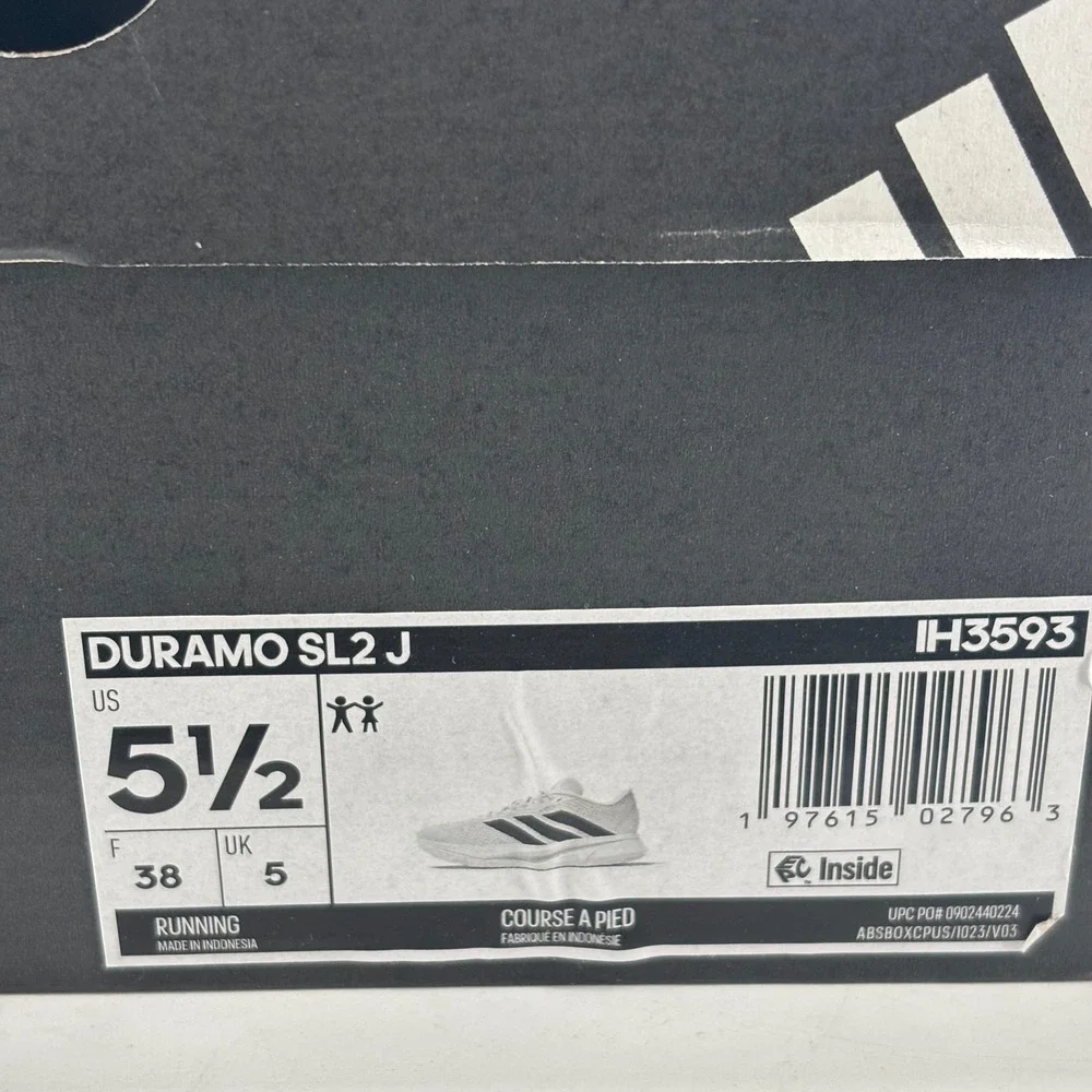 Adidas Duramo SL2 J Sneakers Youth 5.5 White Black IH3593 Running Shoes Like New